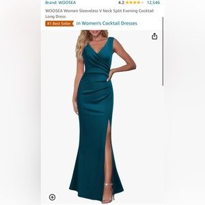 Women Sleeveless V Neck Split Evening Cocktail Long Dress